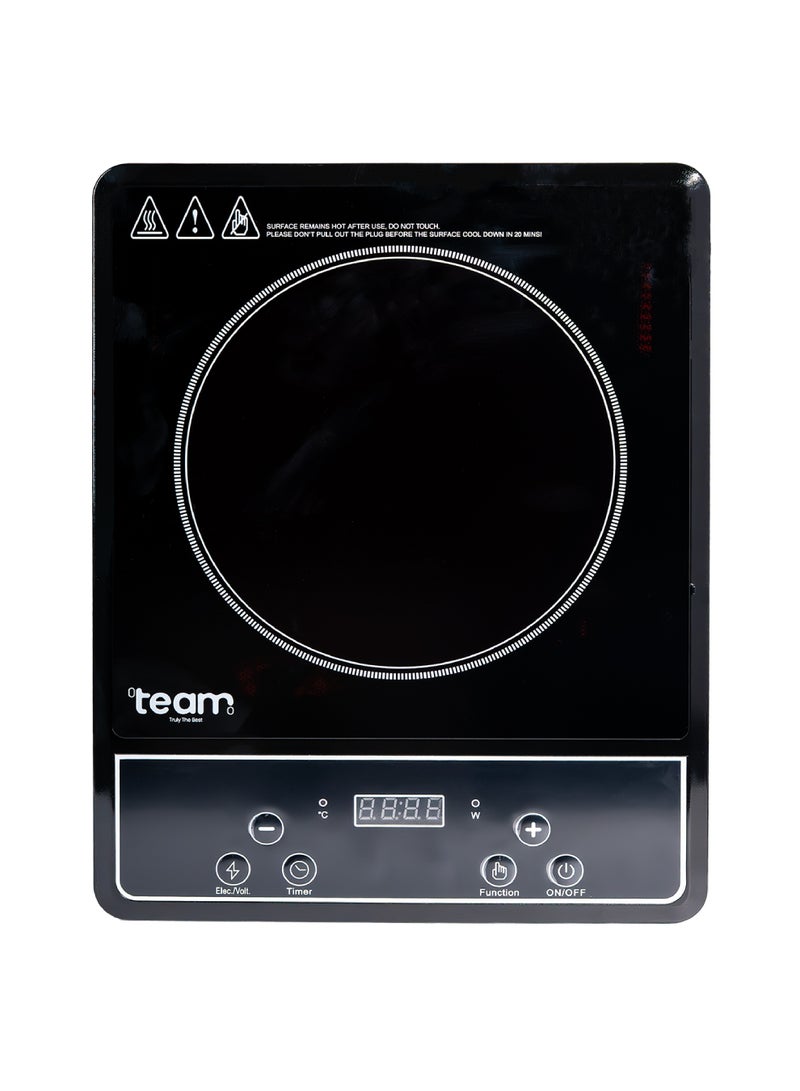 TEAM Infrared Cooker 2000W with Digital LED Display, Black Crystal Plate, 10 Power Levels, Button Control, Timer Function - Image 1